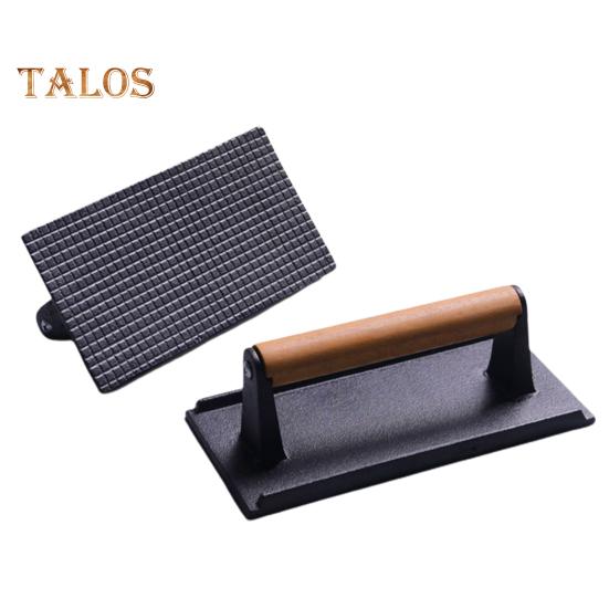 Ahşap Saplı Dikdörtgen Dökme Demir Pastırma Presi Eşit Isı Transferi Sağlıklı Pişirme Rahat Kavrama Et Presi