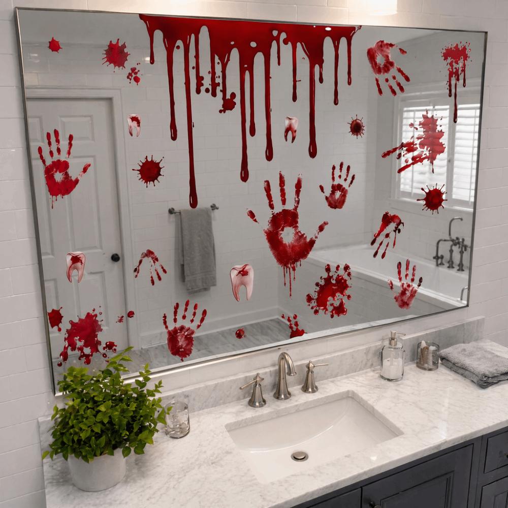 DIY Bloodstained Handprint Window Sticker Spooky Party Door Stickers  Window Decoration