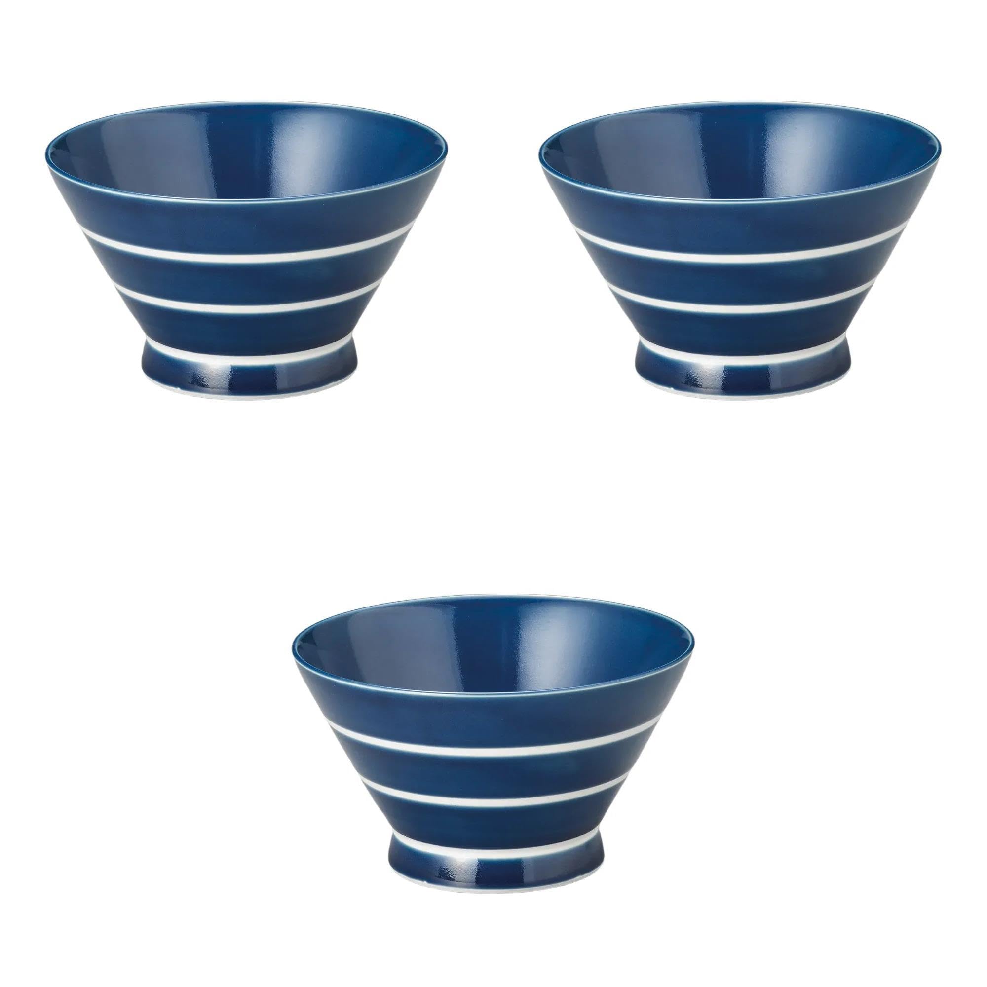 

Set of 3 Blue Border Kurawanka Bowls x 9cm Arita Ware Bowls by Setomonohonpo [15.5 (725cc)] Multi-purpose синий