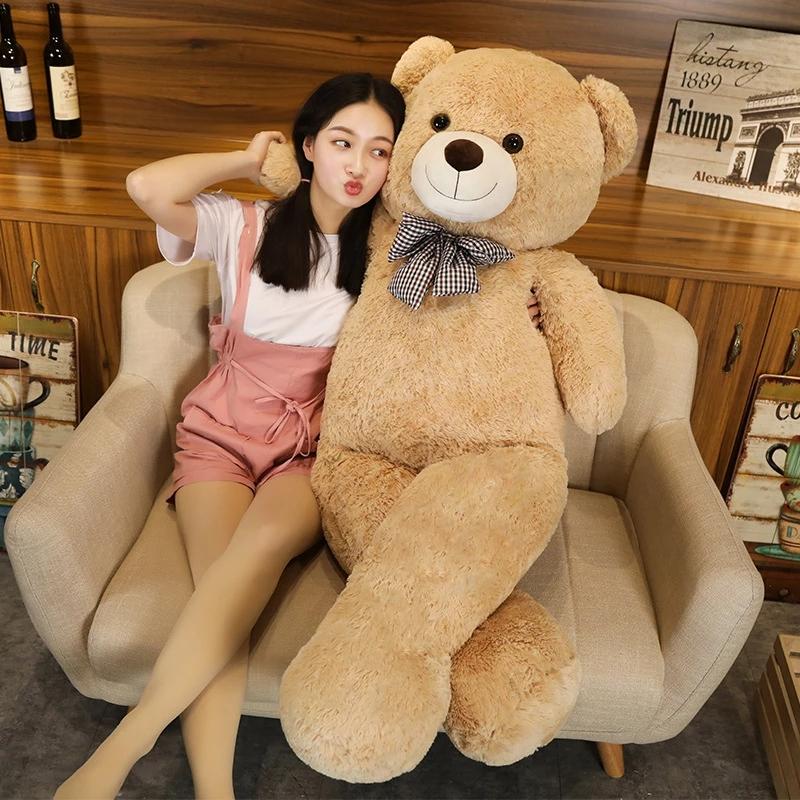 Giant 105/130cm Soft Teddy Bear Plush Toys White&Pink&Brown Bear Super Big Huggable Pillow Animal Cushion Children Birthday Gift