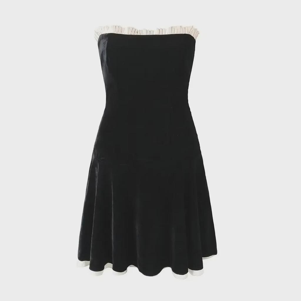 2024 Spring European & American French-Inspired Sexy Lace-Up Tube Top Dress