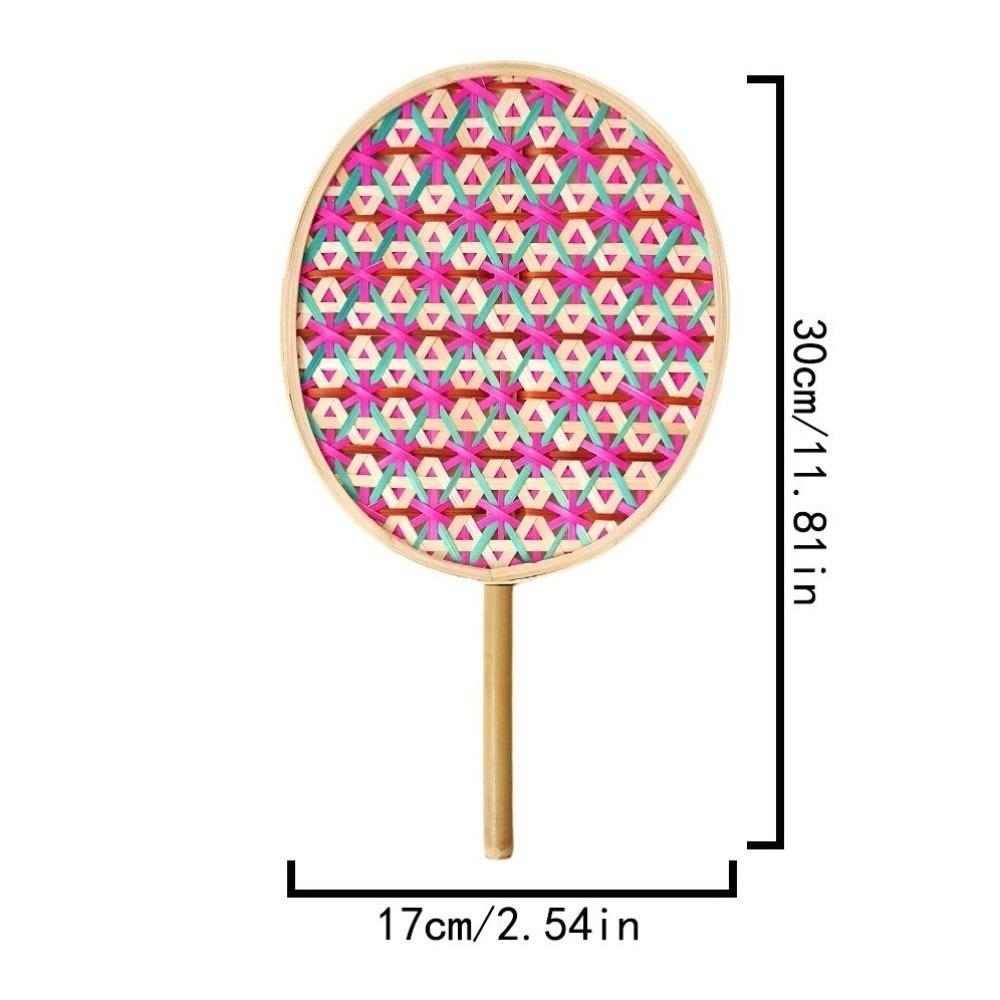 

Hand Cranked Bamboo Braided Fan Ethnic Style Colorful Design Handmade Fan Exquisite Craftsmanship Bamboo Woven Weaving Fan