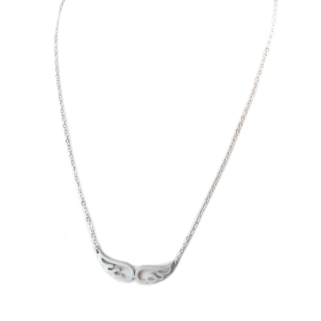 Les Trésors De Lily [P4344] - Steel Necklace 'Les Ailes d'Ange' Silver - 45 Cm 37x8 Mm