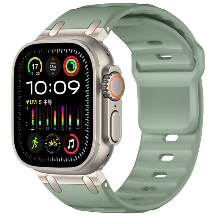 Customised Step-Style Solid Colour Silicone Sport Watch Band For Apple Watch 49mm/46mm/45mm/44mm, Adjustable Replacement Wrist Strap