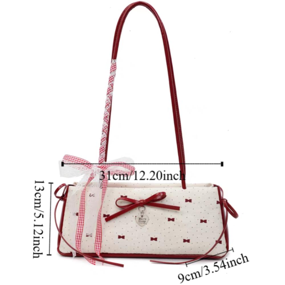Ribbon Bow Lace Shoulder Bag Sweet Y2K Underarm Bag Portable Armpit Bag  School