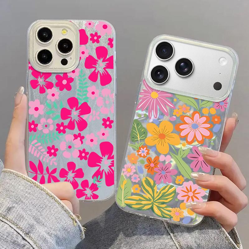 Vintage Colorful Flower Pattern Phone Case For iPhone 17 Air 16e 16 15 14 Pro Max 13 17 Pro Max Shockproof TPU Hybrid Hard PC Phone Cover