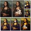 Funny Bathroom Toilet Decoration Painting Mona Lisa Wearing Pearls Girl With Roll Paper Canvas Prints Posters Home Wall Decor