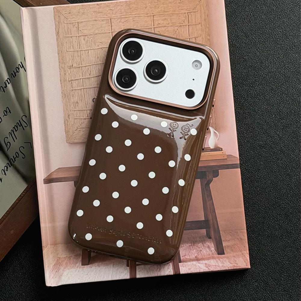 Candy Color PU Leather Puffer Polka Dots Phone Case For 16 17 Pro Max 17Pro 16Pro Shockproof Hard Protection Back Cover