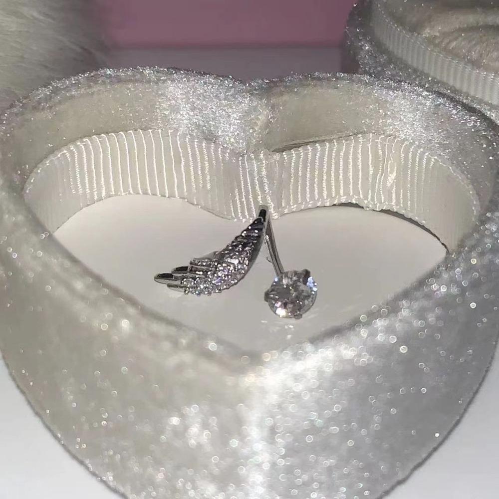 Fashion Shiny Zircon Inlay Angel Wings Stainles Steel Piercing Stud Earring for Women Korean Charm Jewelry Accessories Y2K Gifts