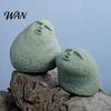 Blue Sandstone Statue Cute Stone Primitive Man Figurine Funny Stoneman Carving Face Home Atmosphere Enhancer Decoration for Garden Decor Fish