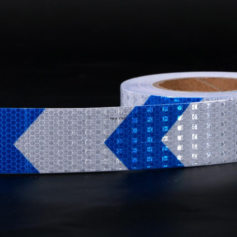 Arrow Reflective Stickers Blue-White 2inch*16FT Safety Tapes Self-Adhesive Conspicuity Warning Strips Reflectors Film For Trucks