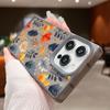 Frosted Square Transparent Phone Case for iPhone 16 Pro 15 14 Plus 13 12 Pro Max 11 Tree Leaves Floral Pattern Tpu Soft Shockproof Slim Cover