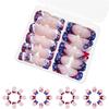 48 Pcs Short False Nail French Tip Press On Nail 4th of July Artificial Nail Glittering Full Cover Stick On Nail