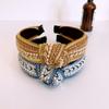 Boho Rhinestone Faux Pearl Knotted Headband Shiny Sequin Head Hoop Elegant Hair Accessories For Women Girls Wide Band Gifts
