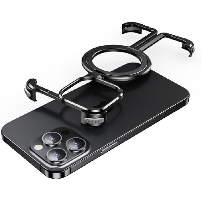 Omio for iPhone 15 Pro Max Bumper Case Compatible with MagSafe, Minimalist Phone Case with Invisible Magnetic Kickstand Slim Frameless Borderless iPhone 15 Pro