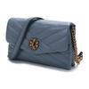 Tory Burch TB Kira Quilted Twill Double Layer Chain Leather Crossbody Wallet Shoulder Bag Women Bags Rain-Blue 64068-494