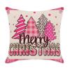 New Pink Christmas Pillow Cover Home Bedroom Sofa Lumbar Cushion Santa Claus Letter Pillow Cover