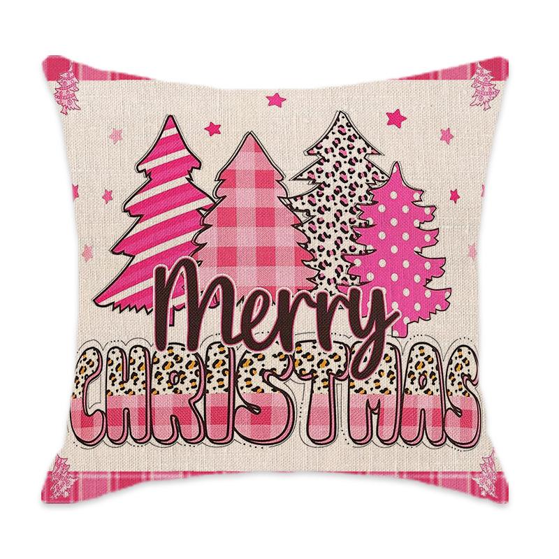 New Pink Christmas Pillow Cover Home Bedroom Sofa Lumbar Cushion Santa Claus Letter Pillow Cover