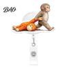 Decorative Badge Holder for Lanyards Retractable Holder, Cute Monkey Pattern Print 360 Degree Rotating Work Card Clip, Acrylic Telescopic Easy-pull