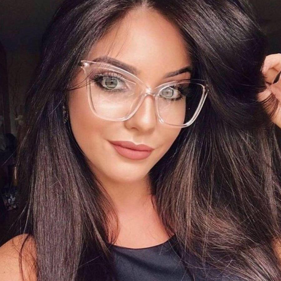 Cat Eye Glasses Retro Women's Sunglasses Extra Large Transparent Lenses Elegant Daily Travel Use
