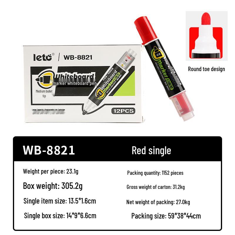 Erasable Large-Capacity Whiteboard Marker with Thick Round Tip for Office and Teaching.
