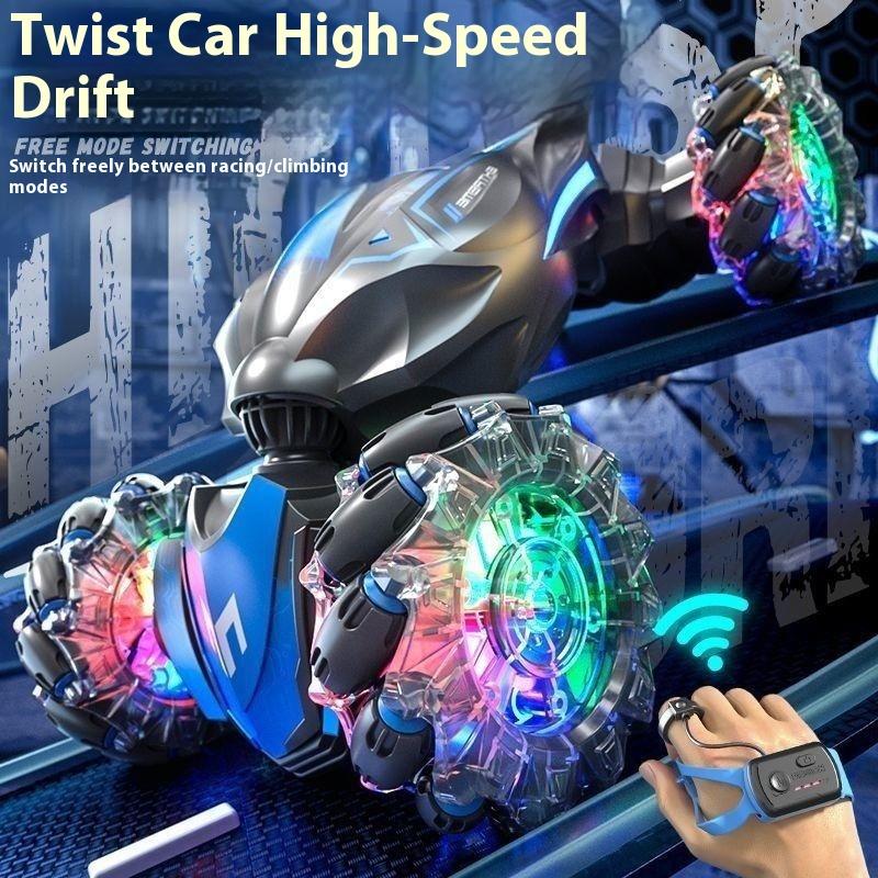 Children's Gesture Induction Twist Car High-speed Drift Remote Control Car Four-wheel Drive Stunts Deformation Light Off-road Vehicle Toys