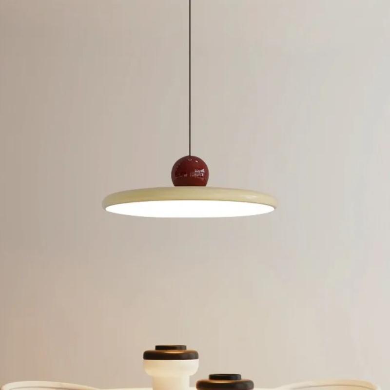 European New LED Chandelier Cream Flying Saucer Lamp Living Room Restaurant Hotel Bar Bedroom Bedside Lighting