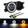 3.5/4inch Led Car Fog Lamp Assembly White Yellow Ring For Offroad Vehicle Driving Lights 10-30V Car Angel Eyes Fog Lamp Replace