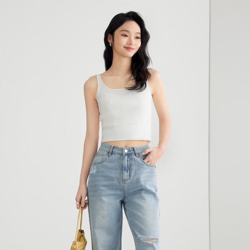 Elva' Island Women's Wool Blend Knit Slim Fit Short Tank Top