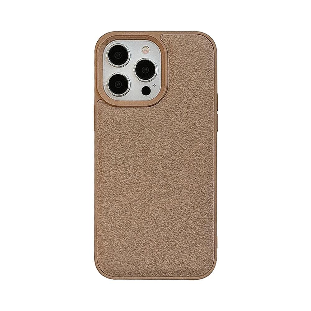 Premium Khaki Color Suitable for Apple 15 Phone Case IPhone 16promax Autumn and Winter Leather 11 Solid Color 13 Hard 14