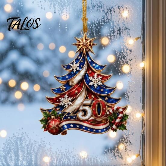 Festive Party Decor Christmas Acrylic Hanging Ornament, Glowing Tree for Window Eye Catching Ornament Wall, Holiday Decoration, Indoor Outdoor
