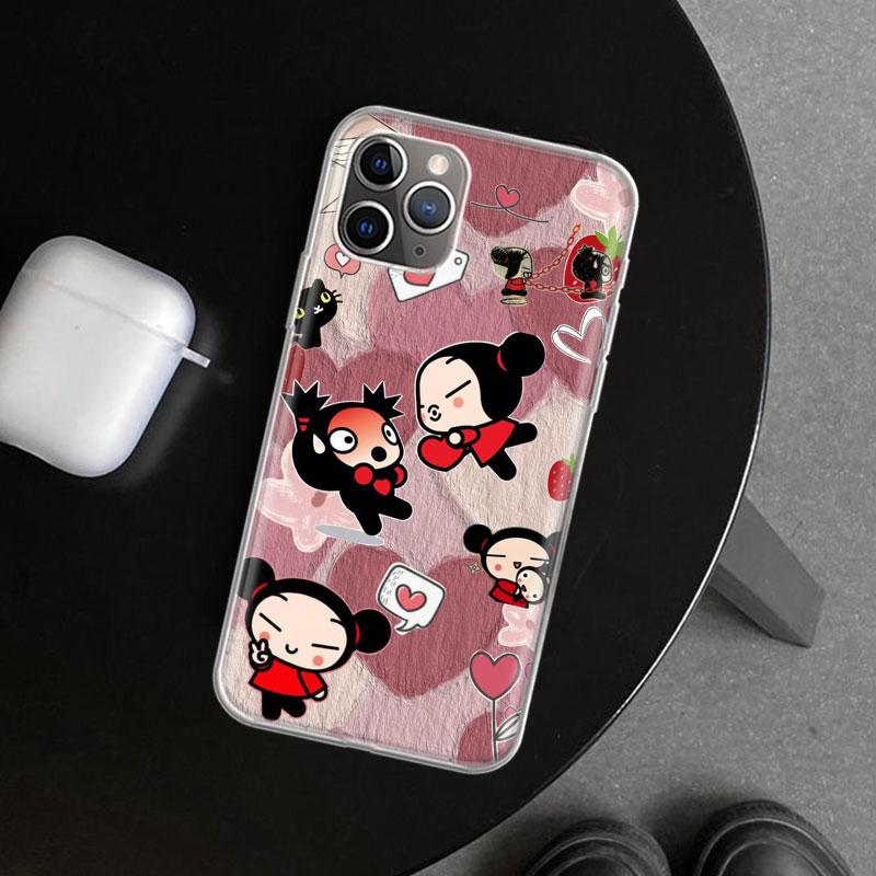 Cute Cartoon Pucca Garu Phone Case Cover for iPhone 11 12 13 Mini 14 15 Plus 16 Pro Max 17 Air 7 8 + SE Art Customized Fundas 11