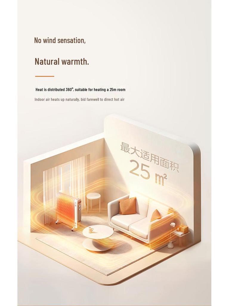Elegant Electric Oil Radiator: Multifunctional Home Heater with Humidifier, Hot Air Fan, Gas Stove, and Clothes Dryer for Winter