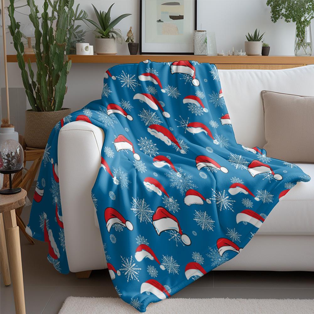 Festive Santa Throw Blanket Cozy Flannel Fleece Navidad Christmas Holiday Decor Gift Warm Soft Home Bedding Blanket