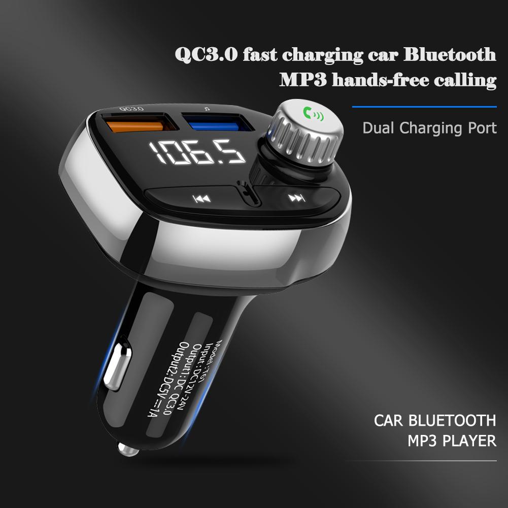 Wireless Hands-Free Q7 2USB Charge LED MP3 Bluetooth Car FM Transmitter With MIC
