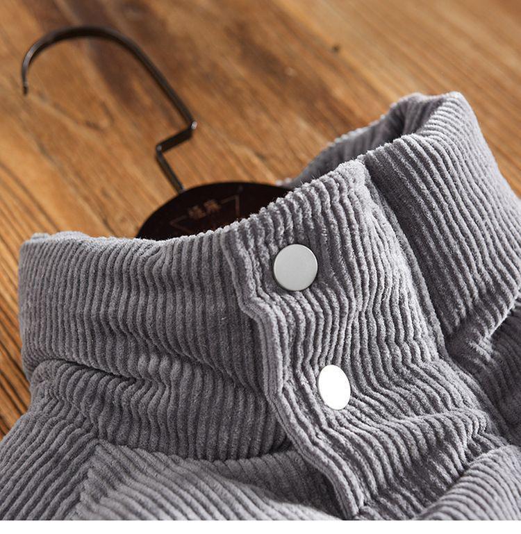 Men's Retro Corduroy Winter Jacket - Thick, Warm, Solid Color, Short Silhouette