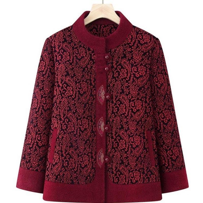 Winter Velvet Jacket Medium Stand-up Collar Top Femininity Winter Clothing Thickened Warm