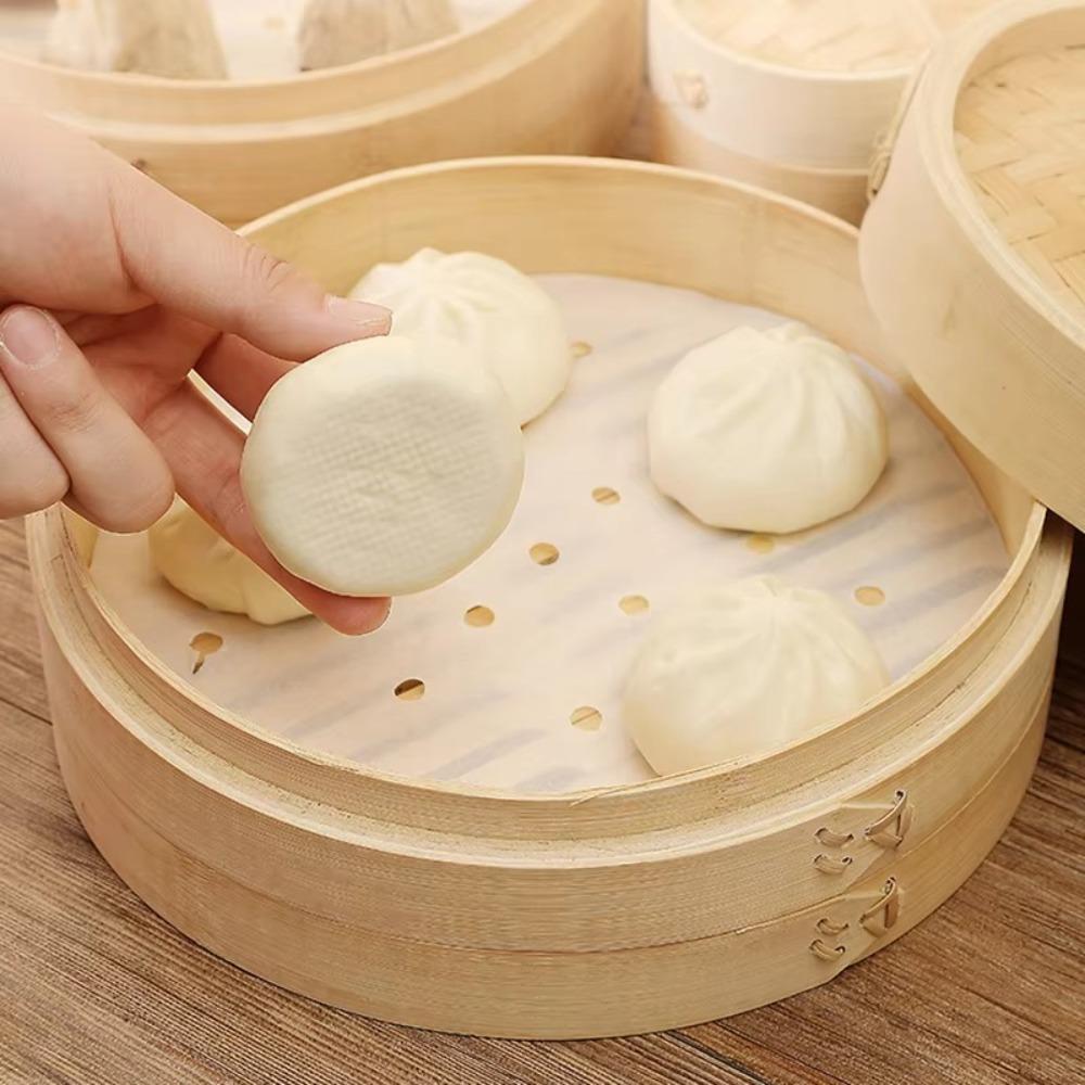 50Pcs Cookware Bamboo Steamer Papers 4/6/8/10in Oil Paper Non-Stick Steamer Mat Kitchen Accessories