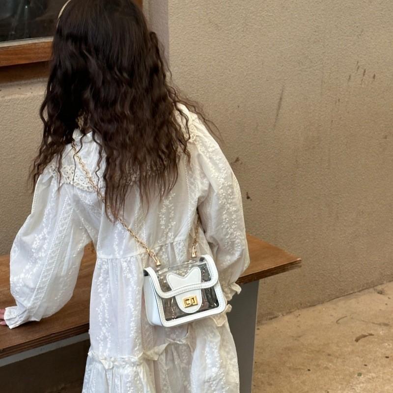 Transparent Handheld Pearl  Handbag Childhood Fun Stitching Single Shoulder