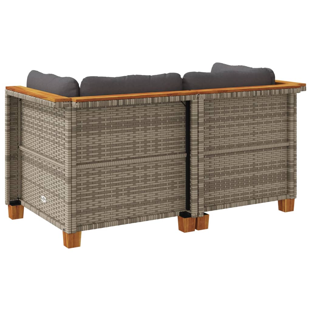 Garden Corner Sofa Set with Cushions 2 Pcs Grey Poly Rattan