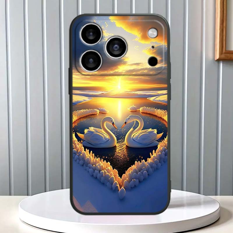 

Мультяшный Аниме Утенок Для Apple iPhone 17 16 16E 15 14 13 12 11 Pro Max Plus Черный Мягкий Силиконовый Чехол Для Телефона iPhone 12