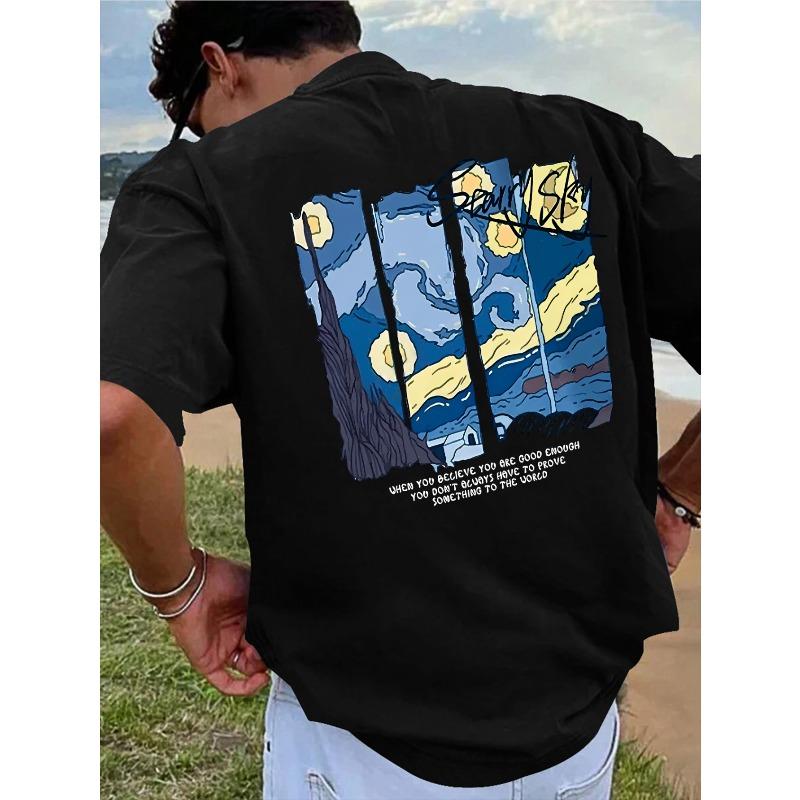 

Summer Men s Trendy Fashion Casual Round Neck Short Sleeve T-Shirt 4XL чорний