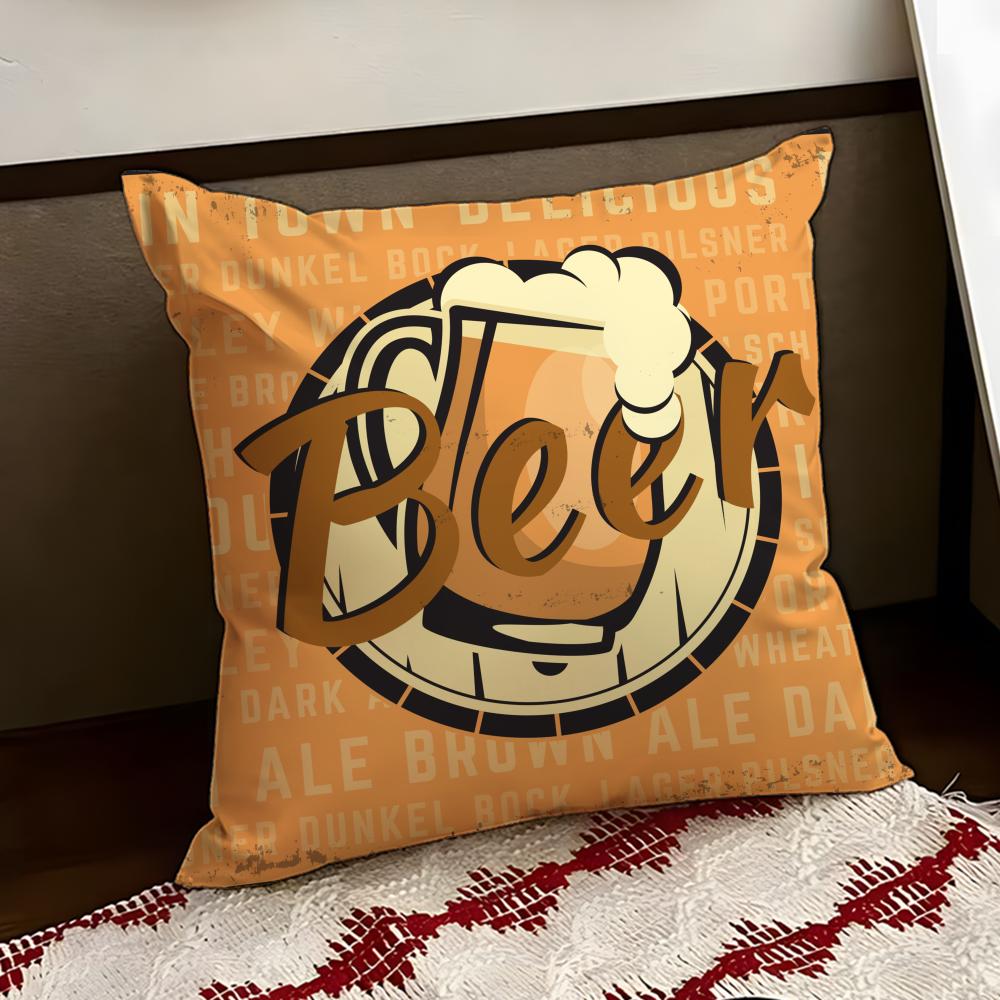 Bier Wein Retro Stil Kissenbezug Wendbar Weich Langlebig Kissenhülle Zuhause Auto Mehrzwecknutzung für täglichen Komfort