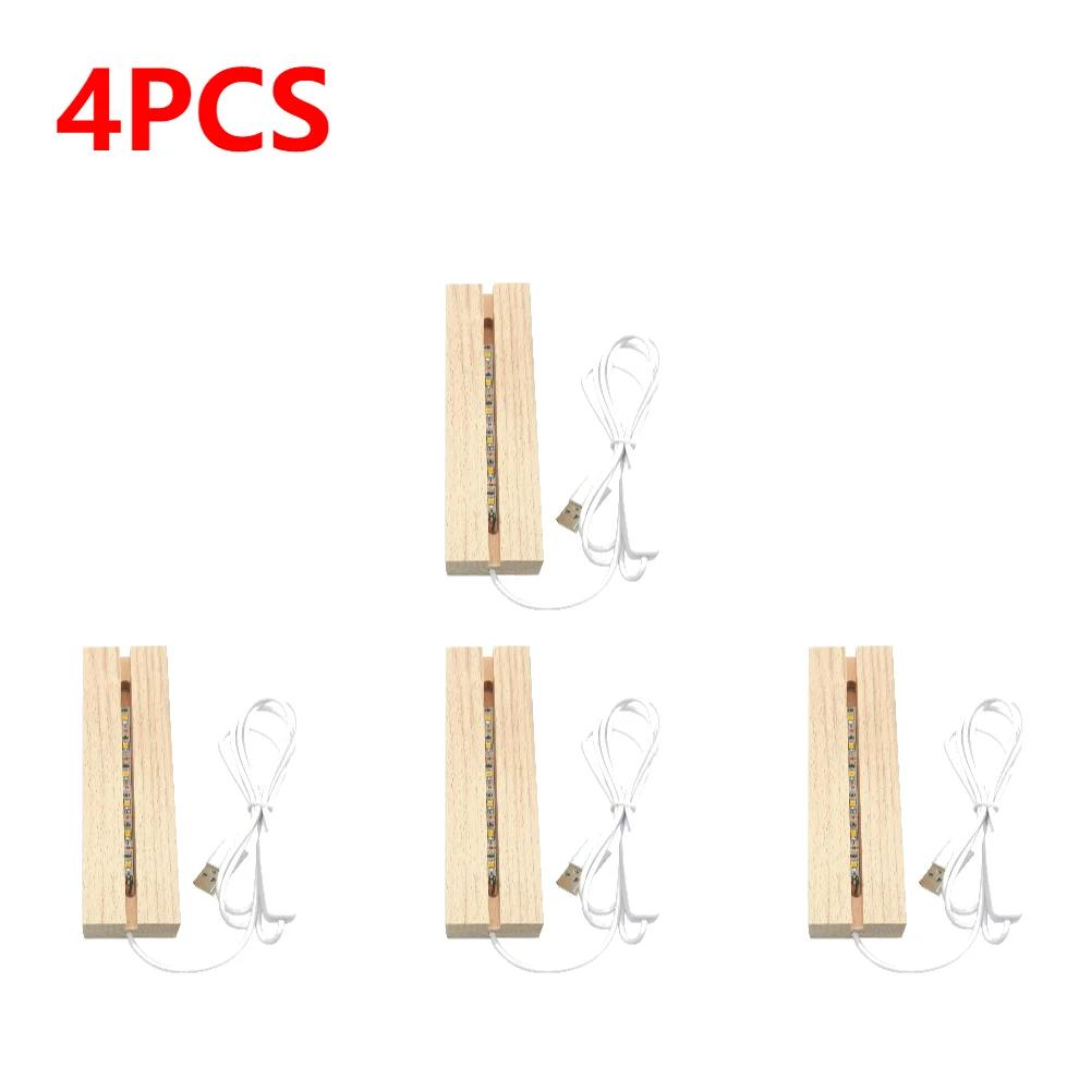 1-10 Stück 15cm LED Holzlicht Display Kristall USB beleuchteter Ständer für Kristallglas Harzkunst Ornament Holz Nachtlicht Basis