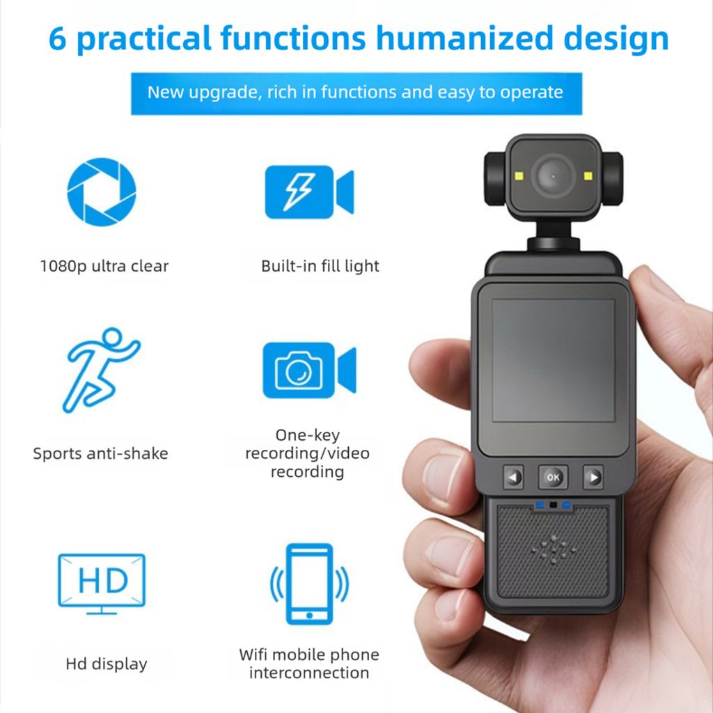 Outdoor Video Camera Multifunctional 1960mAh 1.53 Inch Screen Support Up To 256G 1080P Camera Anti Shake ABS for Photography