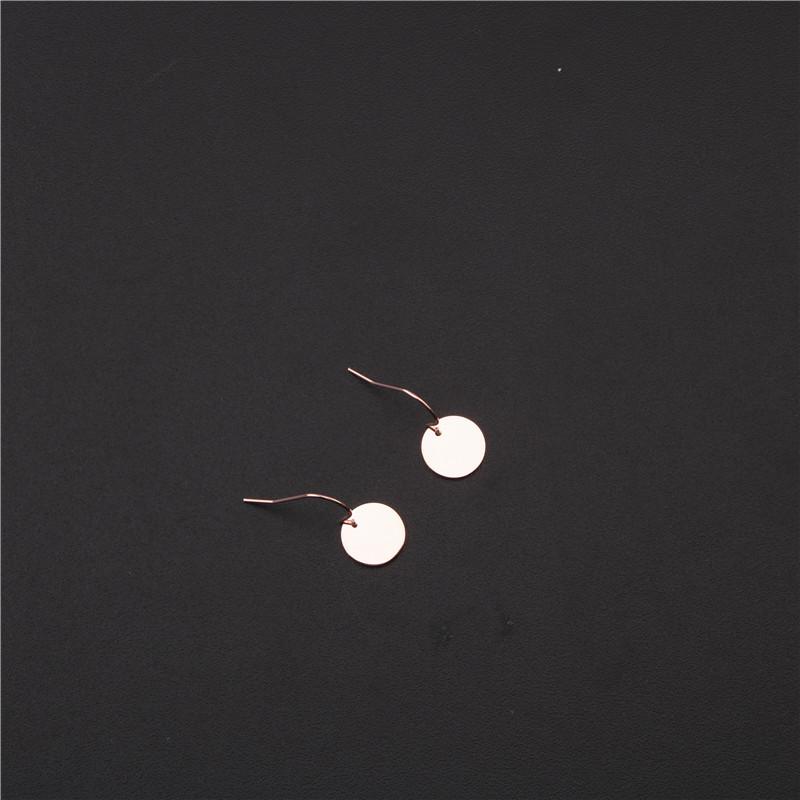 Elegant European & American Rose Gold Titanium Disc Earrings - Korean Style Studs for Women