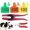 100Pcs Cow Ear Tag/Ear Tag Plier/Unloading Plier Copper Head With Number No.1-100  TPU Ear Tag Label Digital Sign Cow Sheep