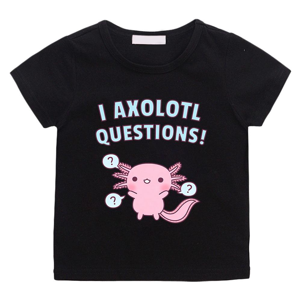 

Pink Axolotl Children s T-shirts 100%cotton Funny Cartoon Print Short Sleeve Boys Girls Tees Summer Casual Round Neck T-shirt 100 чёрный