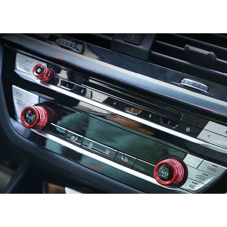 Fit For BMW 7 Series 2016- Red Aluminum Middle Console Ac Knob Cover Trim