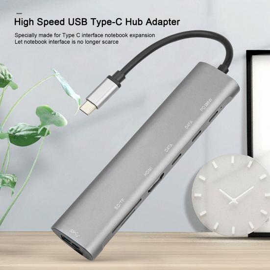 

Профессиональная док-станция для ноутбука 7 в 1 Plug And Play USB Быстрое чтение Запись Концентратор Type-C Расширитель Аксессуары для ПК